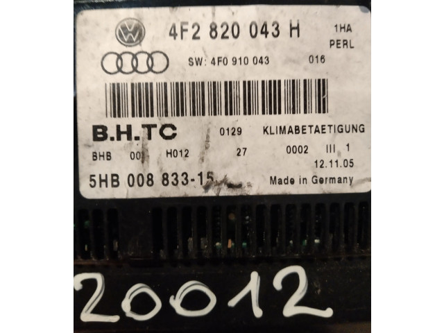 Блок управления климат-контролем 4F2820043H, 5HB00883315 Audi A6 S6 C6 4F