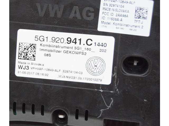 Панель приборов 5G1920941C, 5G1160202 Volkswagen Golf VII