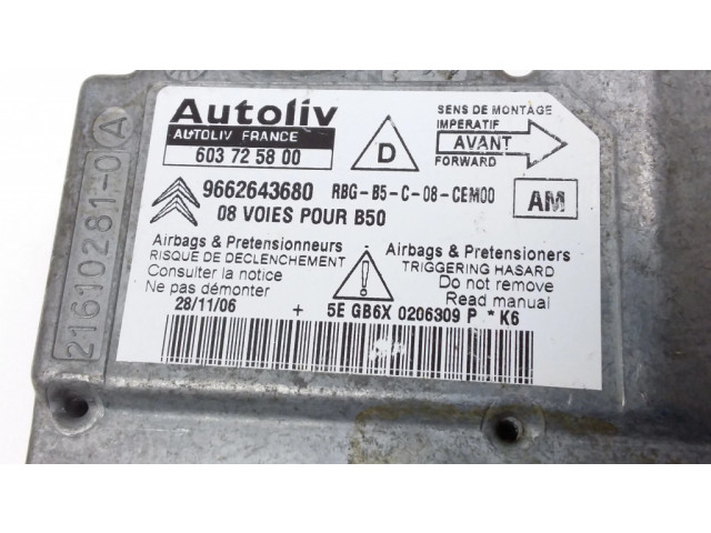 Блок подушек безопасности 603725800, 9662643680   Citroen C4 I