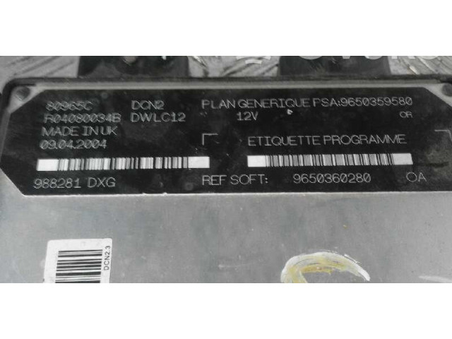 Řídící jednotka 9650359580, 9650360280   Citroen Berlingo 2001