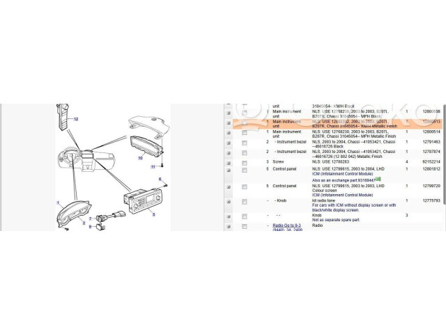 Přístrojová deska Saab 9-3 Ver1 2003 12800513, P12800513