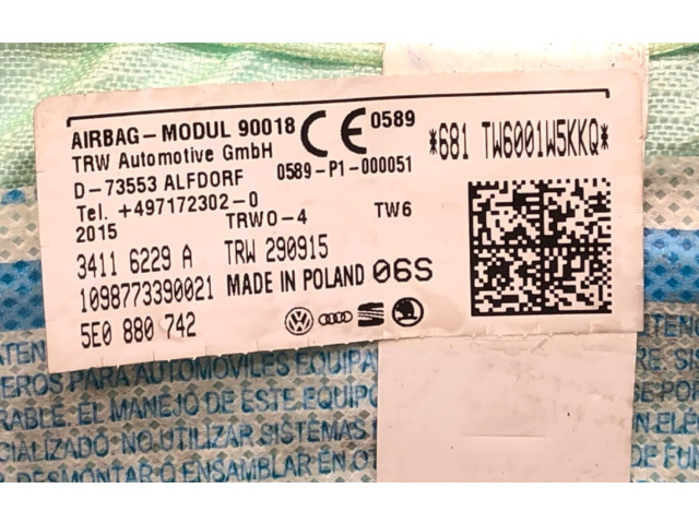 Боковая подушка безопасности 5E0880742   Skoda Octavia Mk3 (5E)