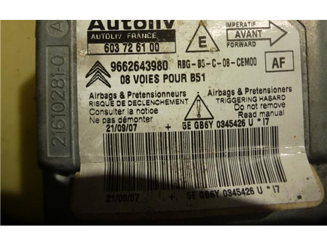 Блок подушек безопасности 603726100, 9662643980   Citroen C4 I