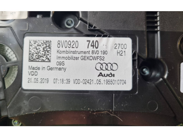 Панель приборов 8V0920740 Audi A3 S3 8V