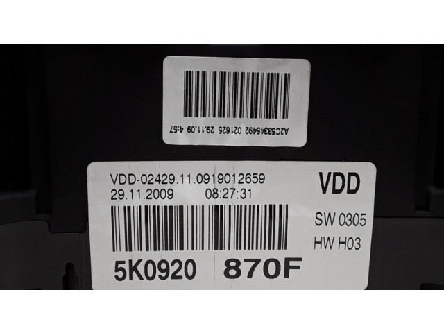 Панель приборов 5K0920870F Volkswagen Golf VI