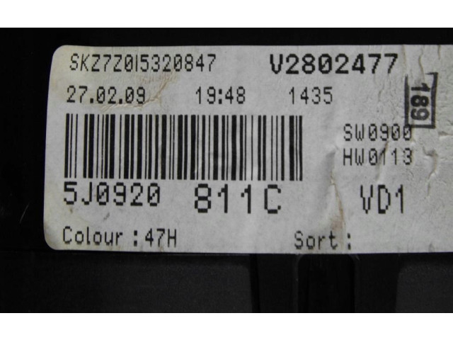 Панель приборов 5J0920811C Skoda Fabia Mk2 (5J)