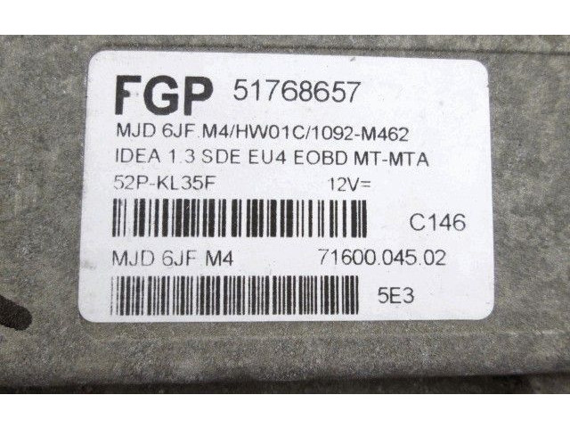 Блок управления двигателя 51768657 Lancia Musa