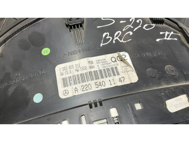 Přístrojová deska Mercedes-Benz S W220 2001 A2205401147, 0263605211
