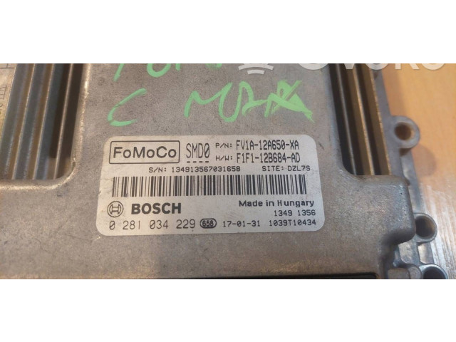 Блок управления двигателем Блок управления 0281034229, FV1A-12A650-XA Ford B-MAX