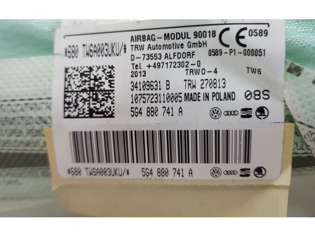 Боковая подушка безопасности 5G4880741A, 5G4880741D Volkswagen Golf VII