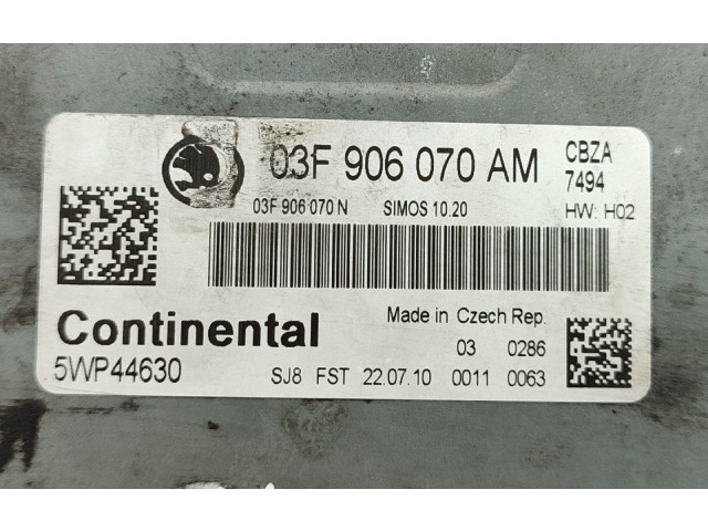 Блок управления двигателя 03F906070AM, 5WP44630   Skoda Fabia Mk2 (5J)