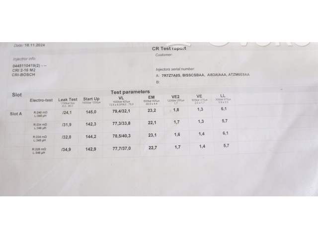 Комплект форсунок 0445110419 Alfa Romeo Giulietta