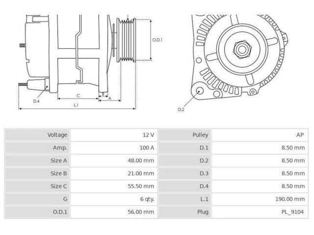 Генератор 0123545001, 0120465012   Volvo S90, V90      