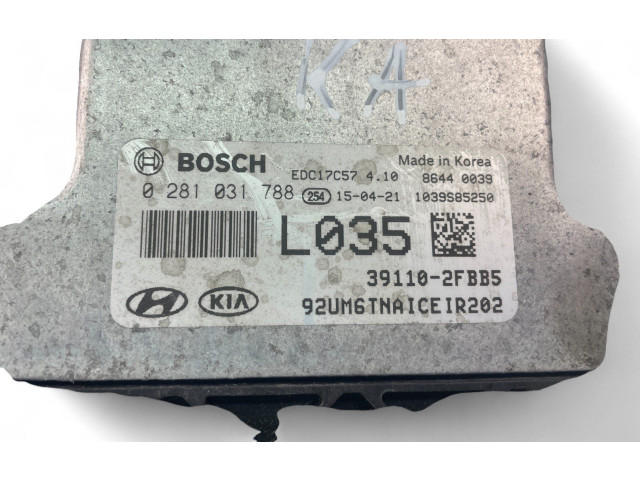 Блок управления двигателем Блок управления 391102FBB5, 0281031788   KIA Sorento