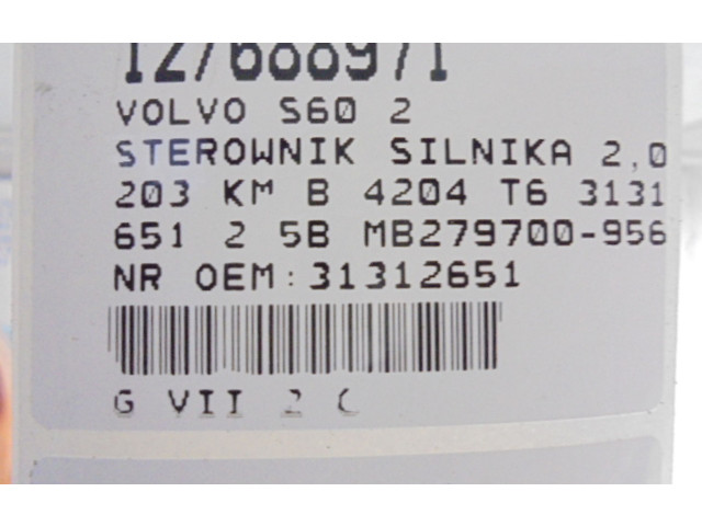 Блок управления двигателем Блок управления 31312651, 31312651 Volvo S60