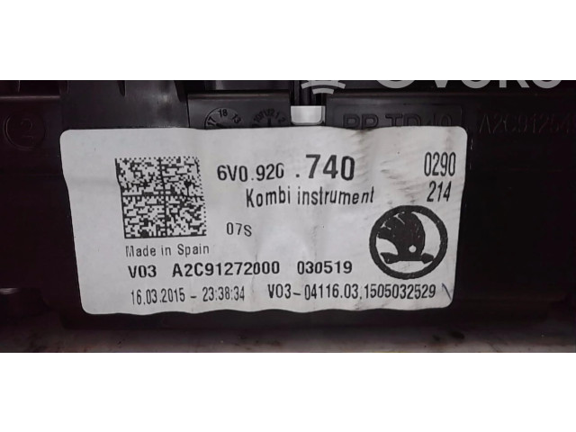 Панель приборов 6V0920740 Skoda Fabia Mk3 (NJ)