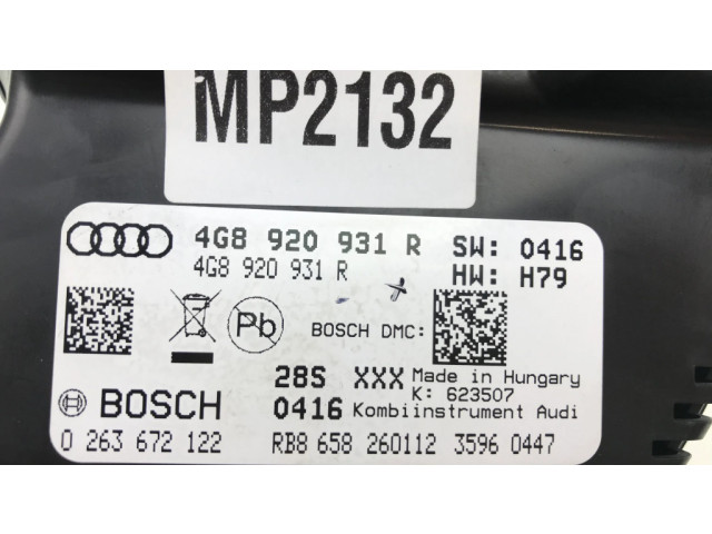 Панель приборов 4G8920931R, 0263672122 Audi A7 S7 4G