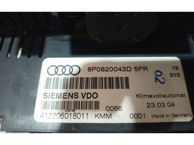 Блок управления климат-контролем 8P0820043D, 8P0820043D   Audi A3 S3 8P