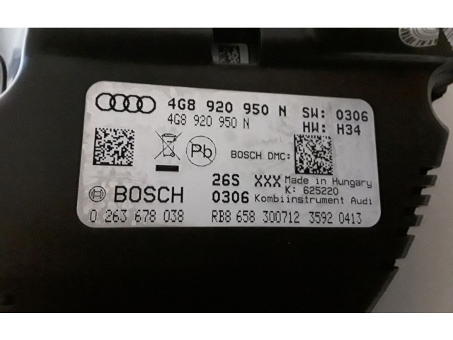 Панель приборов 4G8920950N, 0263678038   Audi A6 S6 C7 4G       