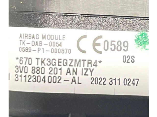 Подушка безопасности водителя 3V0880201AN, 24538 Skoda Kodiaq