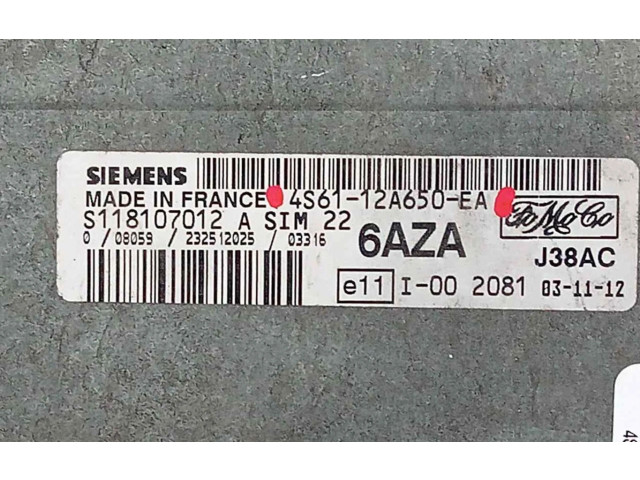 Блок управления двигателем Блок управления 4S6112A650EA Ford Fusion