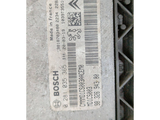 Блок управления двигателя 9818703480, 0281035365   Opel Combo E