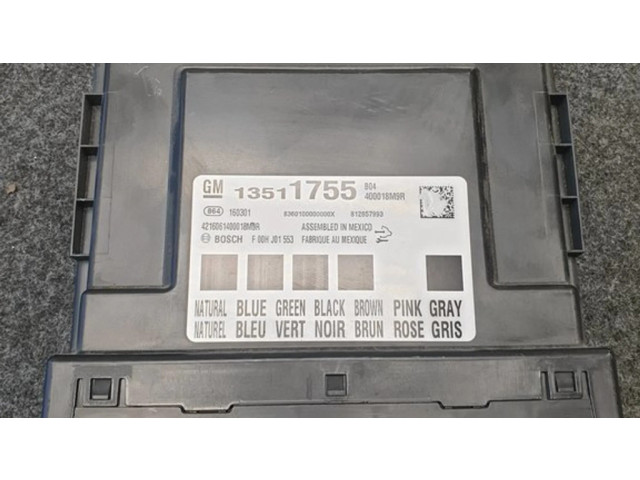 Pojistková skříňka Řídící jednotka BSM 400018M9R, 13511755   Chevrolet Camaro 2016