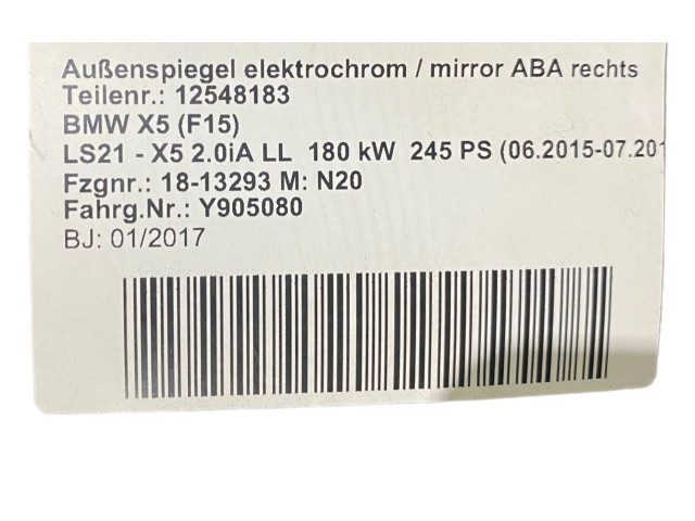 Zpětné zrcátko BMW X5 F15 2017 7477866, 51167477866