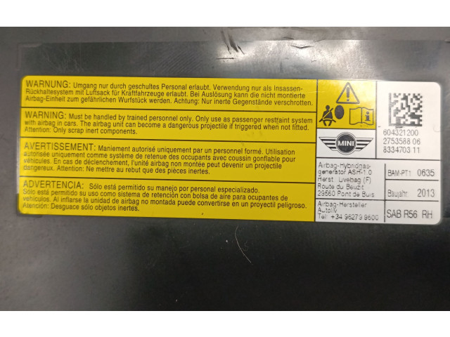 Надувная подушка для сиденья 8334703, 604321200 Mini Paceman (R61)