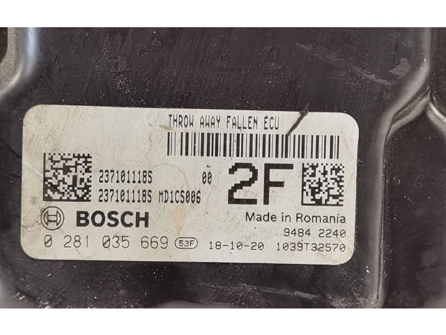 Блок управления двигателя 237101118S, 0281035669 Dacia Logan II