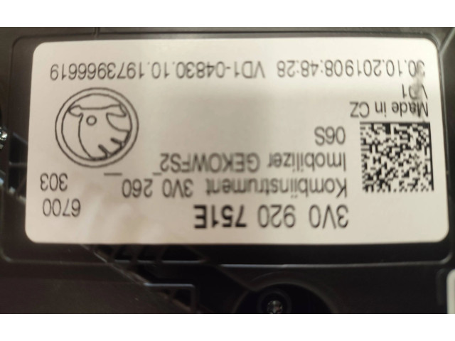 Панель приборов 3V0920751E, 3V0260 Skoda Superb B8 (3V)