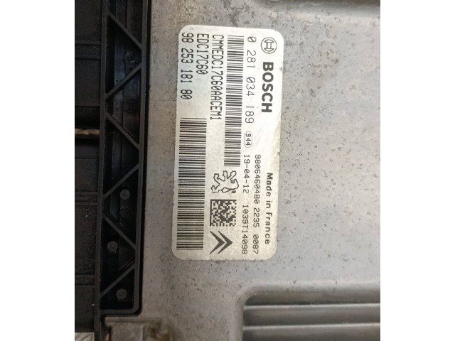 Комплект блоков управления 0281034189, 9806460480   Peugeot Partner III