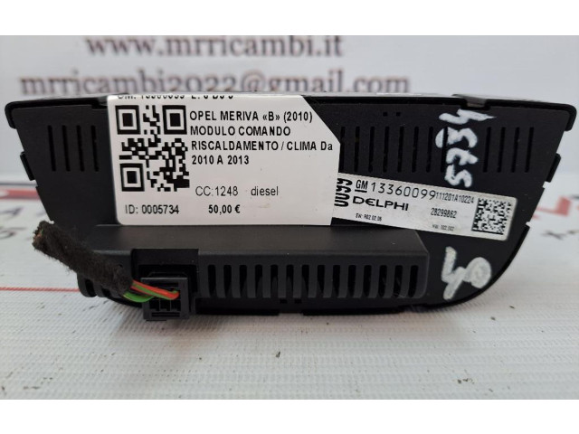 Блок управления климат-контролем 13360099, 13360099   Opel Meriva B