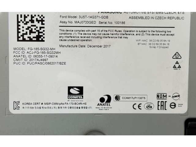 Блок управления 3U5T-14G371-GDB   Ford Focus