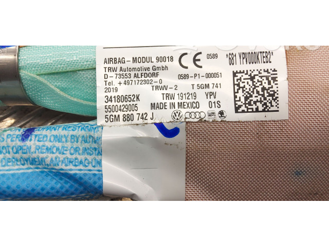Боковая подушка безопасности 5GM880742J Volkswagen e-Golf