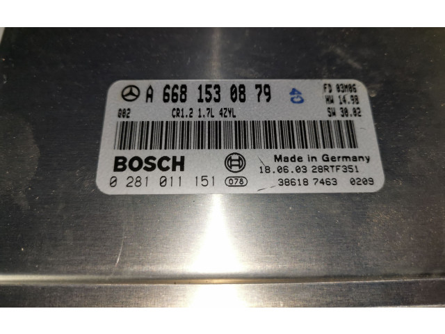 Řídící jednotka A6681530879, 0281011151 Mercedes-Benz A W168 2001