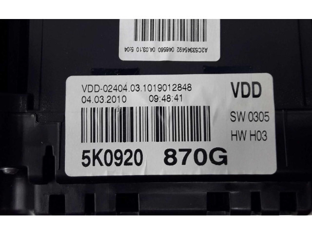 Панель приборов 5K0920870G, 02404031019012848 Volkswagen Golf VI