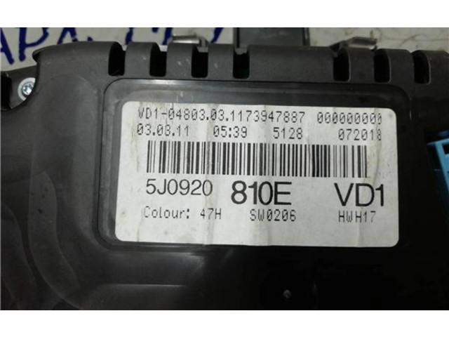 Панель приборов 5J0920810E, 5J0920810E   Skoda Roomster (5J)       