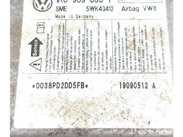 Блок подушек безопасности 1K0909605T, 5WK43412   Skoda Octavia Mk2 (1Z)