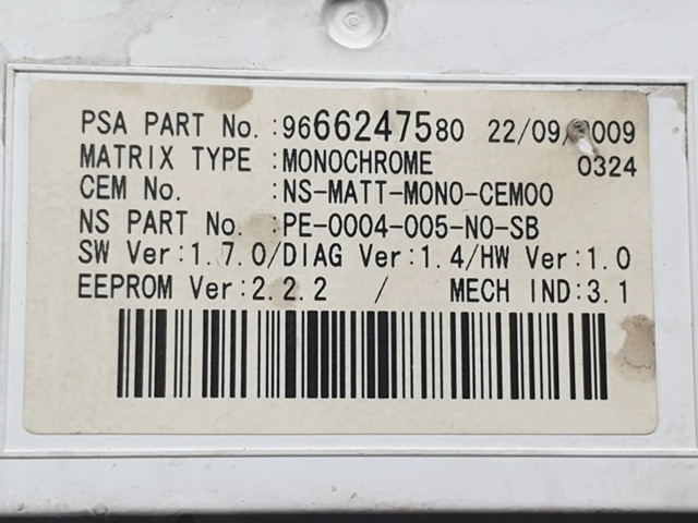 Přístrojová deska Peugeot 3008 I 2010 9666276380, 9666247580