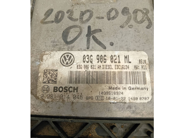 Блок управления двигателя 03G906021ML, 03G906021AN   Audi A3 S3 A3 Sportback 8P