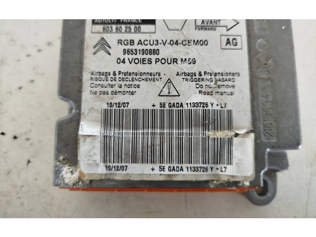 Блок подушек безопасности 603602500, 9653190880 Citroen Berlingo