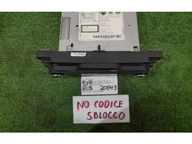 Радио/ проигрыватель CD/DVD / навигация 7647302316, 7647302316   Alfa Romeo Giulietta