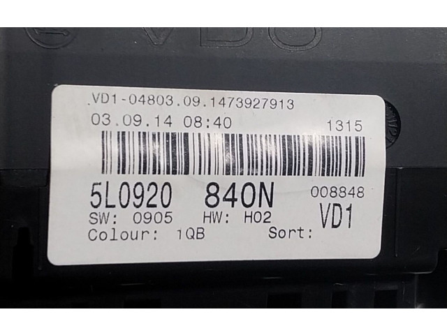 Панель приборов 5L0920840N1QB, 5L0920840   Skoda Yeti (5L)       