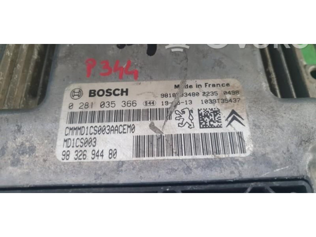 Блок управления двигателем Блок управления 0281035366, 9832694480   Peugeot Expert