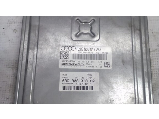 Řídící jednotka 03G906018Q, 5WP45549AF   Audi A3 S3 A3 Sportback 8P 2007