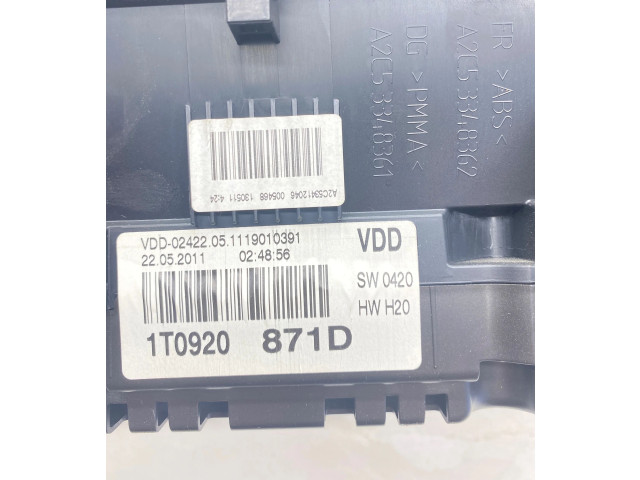 Панель приборов 1T0920871D, A2C53348361 Volkswagen Touran II