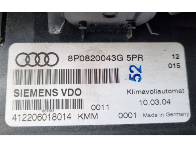 Блок управления климат-контролем 412206018014, 8P0820043G   Audi A3 S3 8P