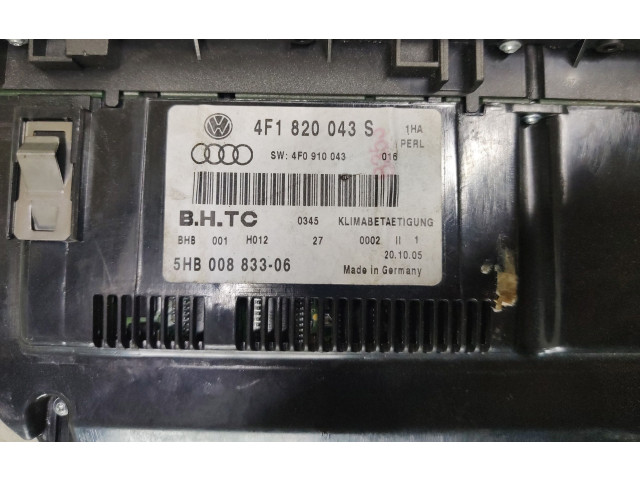 Блок управления климат-контролем 4F1820043S, 5HB00883306 Audi A6 S6 C6 4F