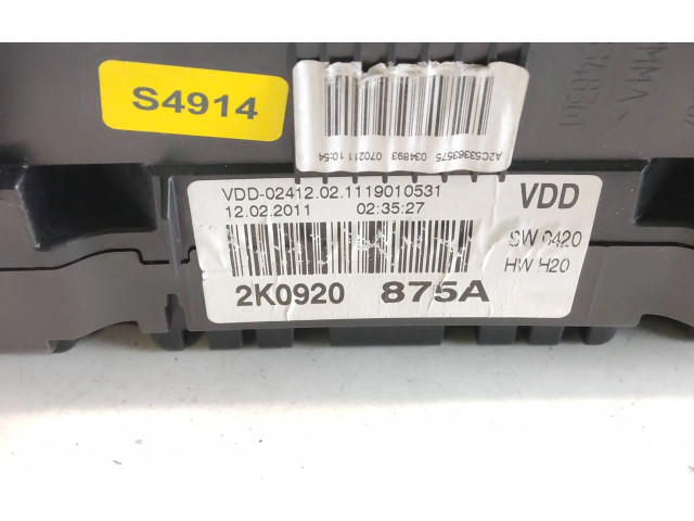 Přístrojová deska Volkswagen Caddy 2011 2K0920875A, 1119010531